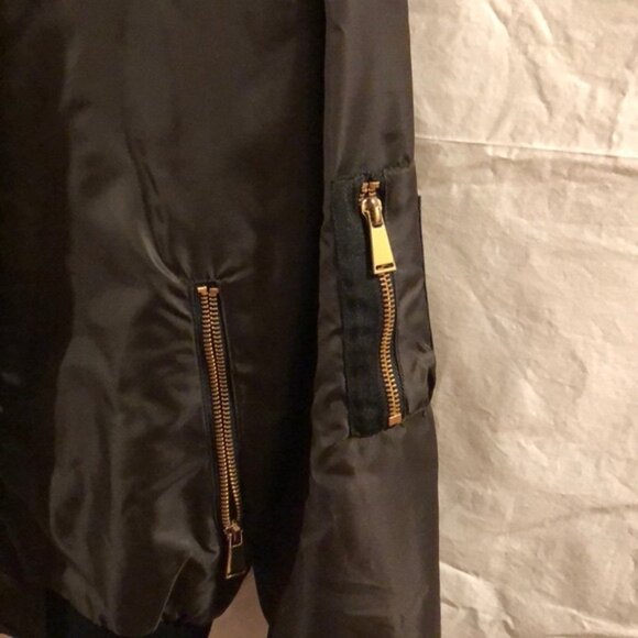 ZARA BASIC Olive Green Bomber Jacket Size L - Picture 3 of 3